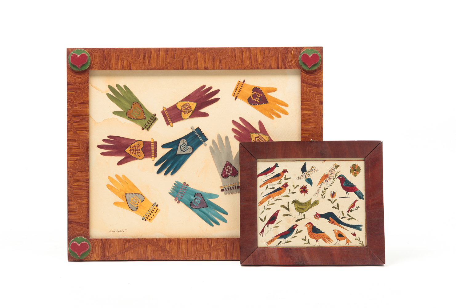 TWO AMERICAN FOLKSY FRAMED