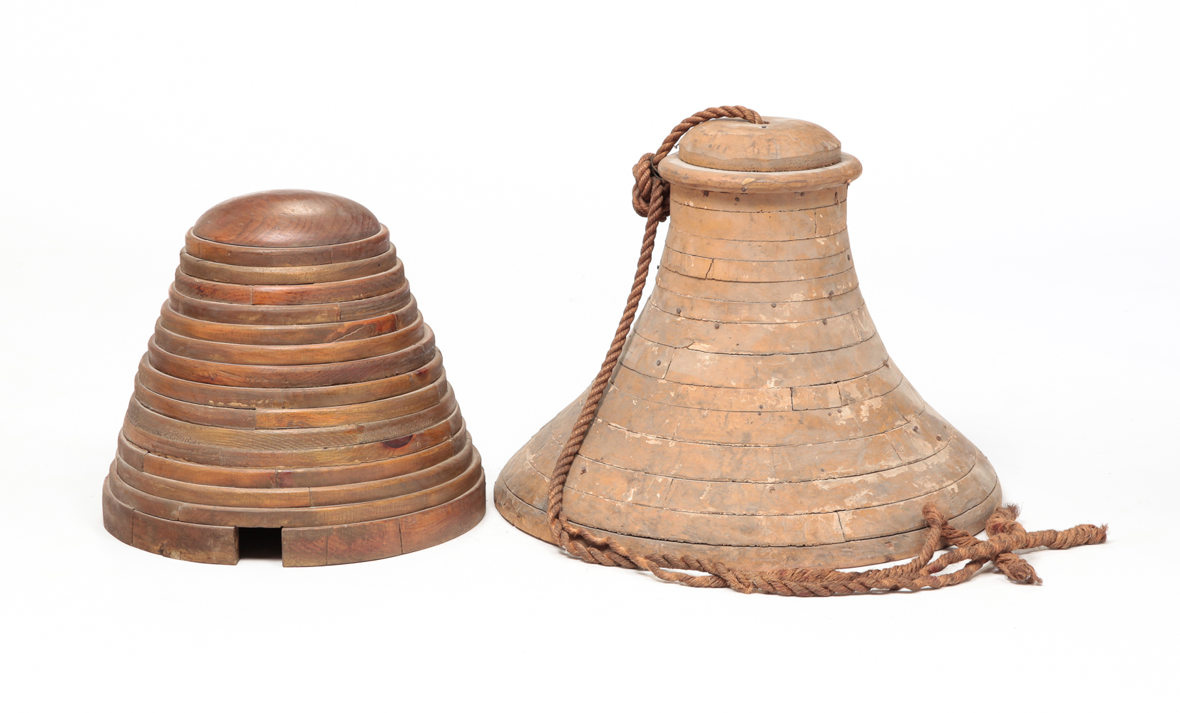 TWO AMERICAN FOLKSY WOODEN FORMS.