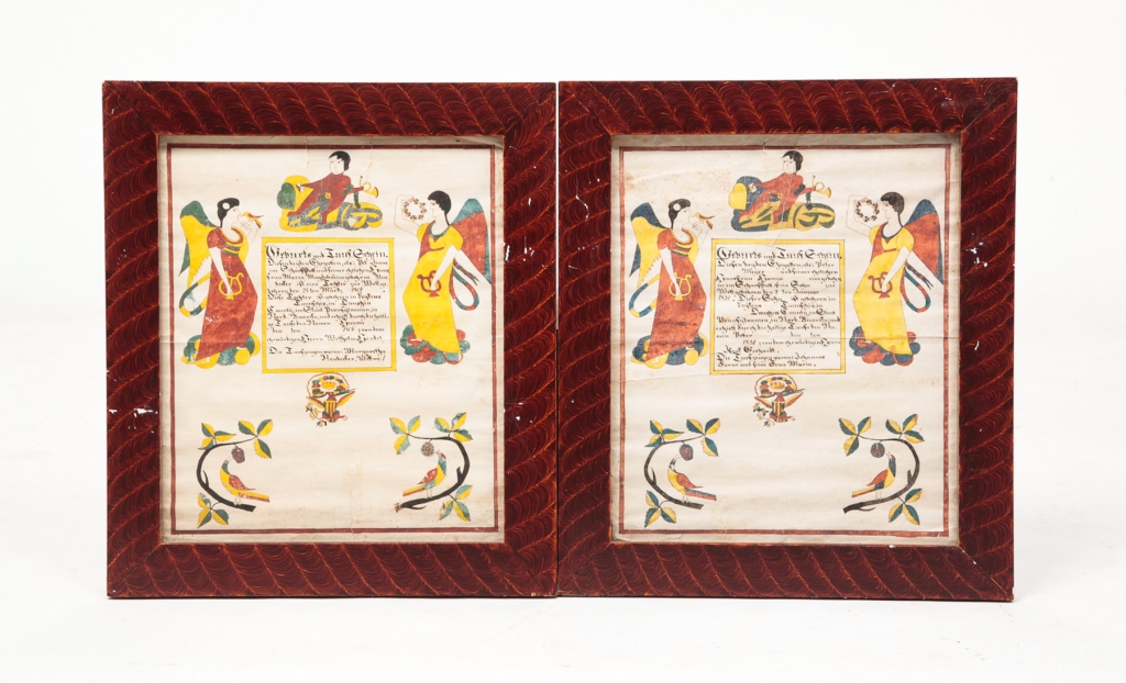 TWO AMERICAN FRAKTUR. Printed and