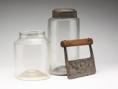 TWO AMERICAN GLASS CANISTERS A