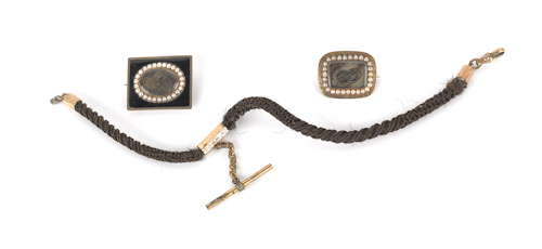 Two American hairwork brooches with