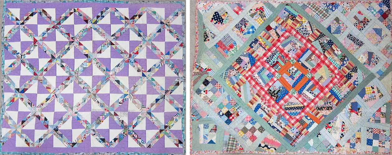 TWO AMERICAN HAND STITCHED