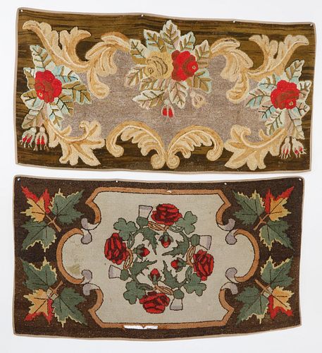 TWO AMERICAN HOOKED SCATTER RUGS,