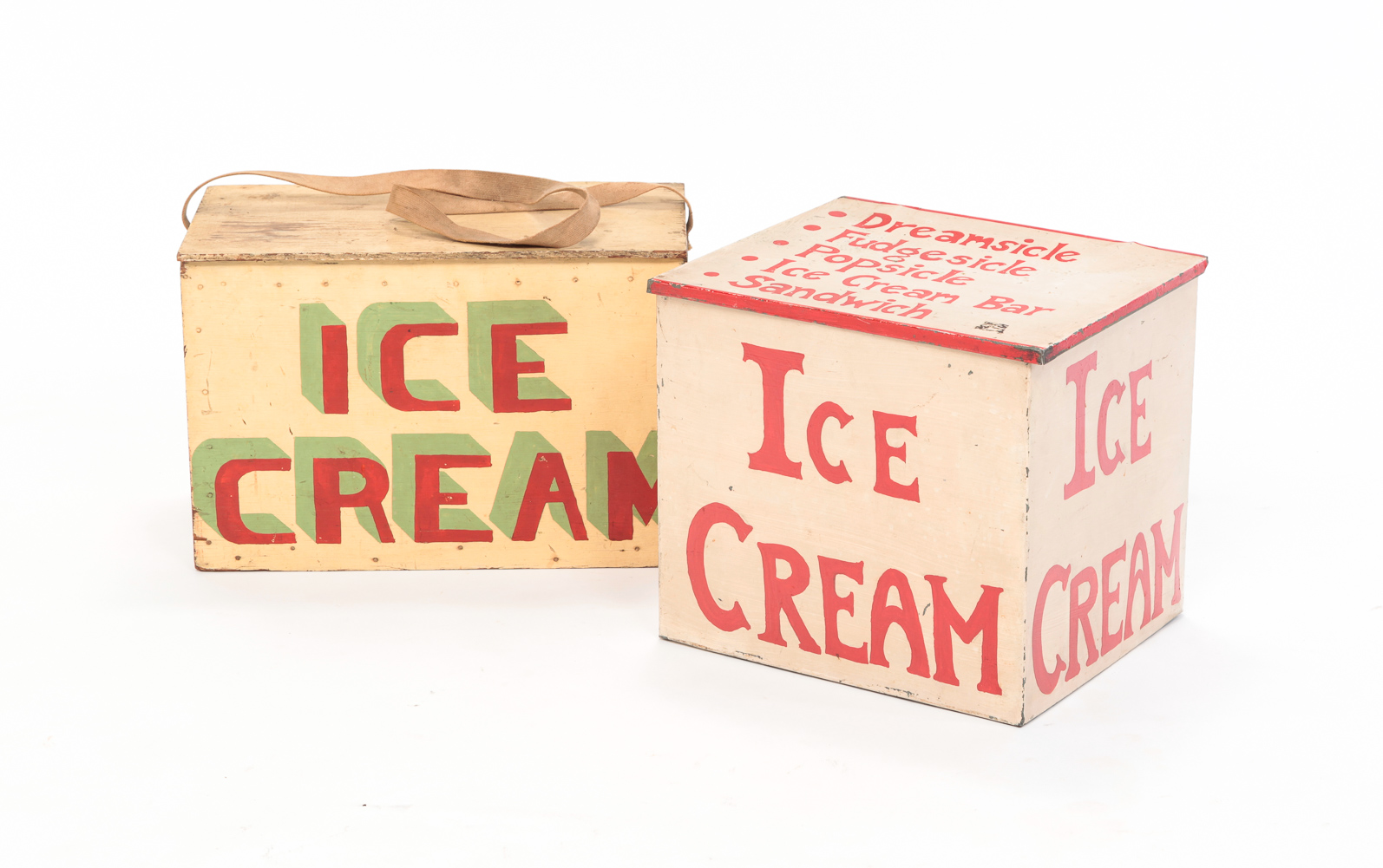 TWO AMERICAN ICE CREAM CHESTS.