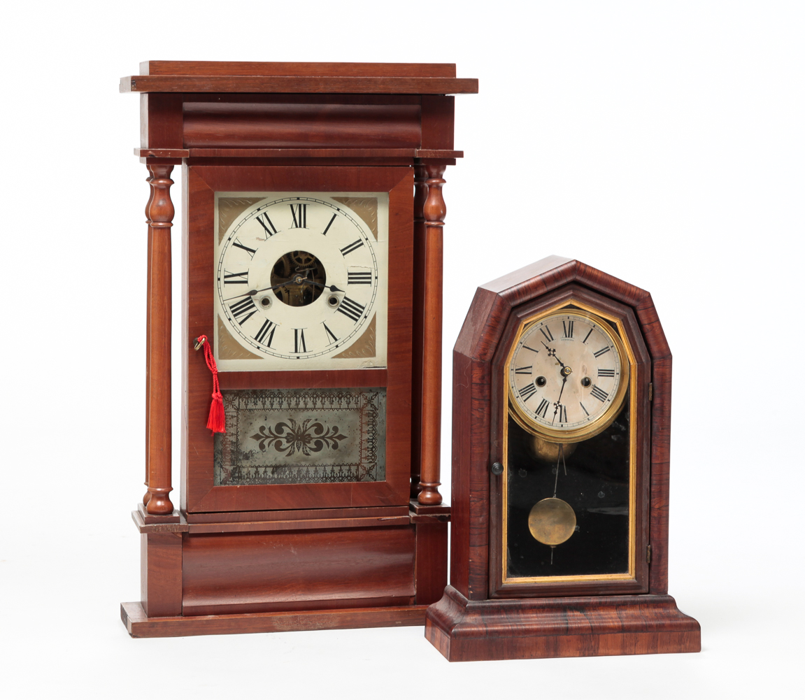 TWO AMERICAN MANTEL CLOCKS. Mid