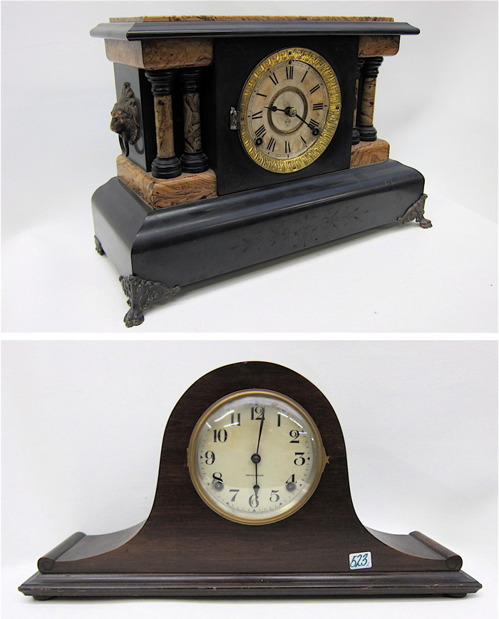 TWO AMERICAN MANTEL CLOCKS. One