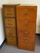 TWO AMERICAN OAK FOUR-DRAWER L