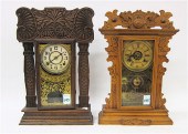 TWO AMERICAN OAK KITCHEN CLOCK