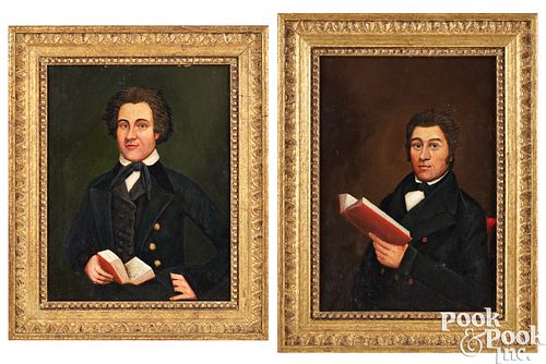 TWO AMERICAN OIL ON PANEL PORTRAITS