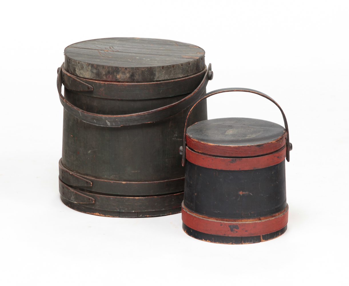 TWO AMERICAN PAINTED FIRKINS.