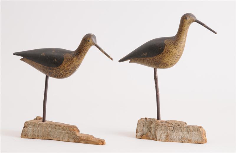 TWO AMERICAN PAINTED WOOD SHOREBIRD