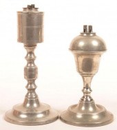 TWO AMERICAN PEWTER WHALE OIL