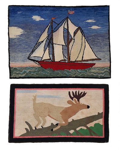 TWO AMERICAN PICTORIAL HOOKED