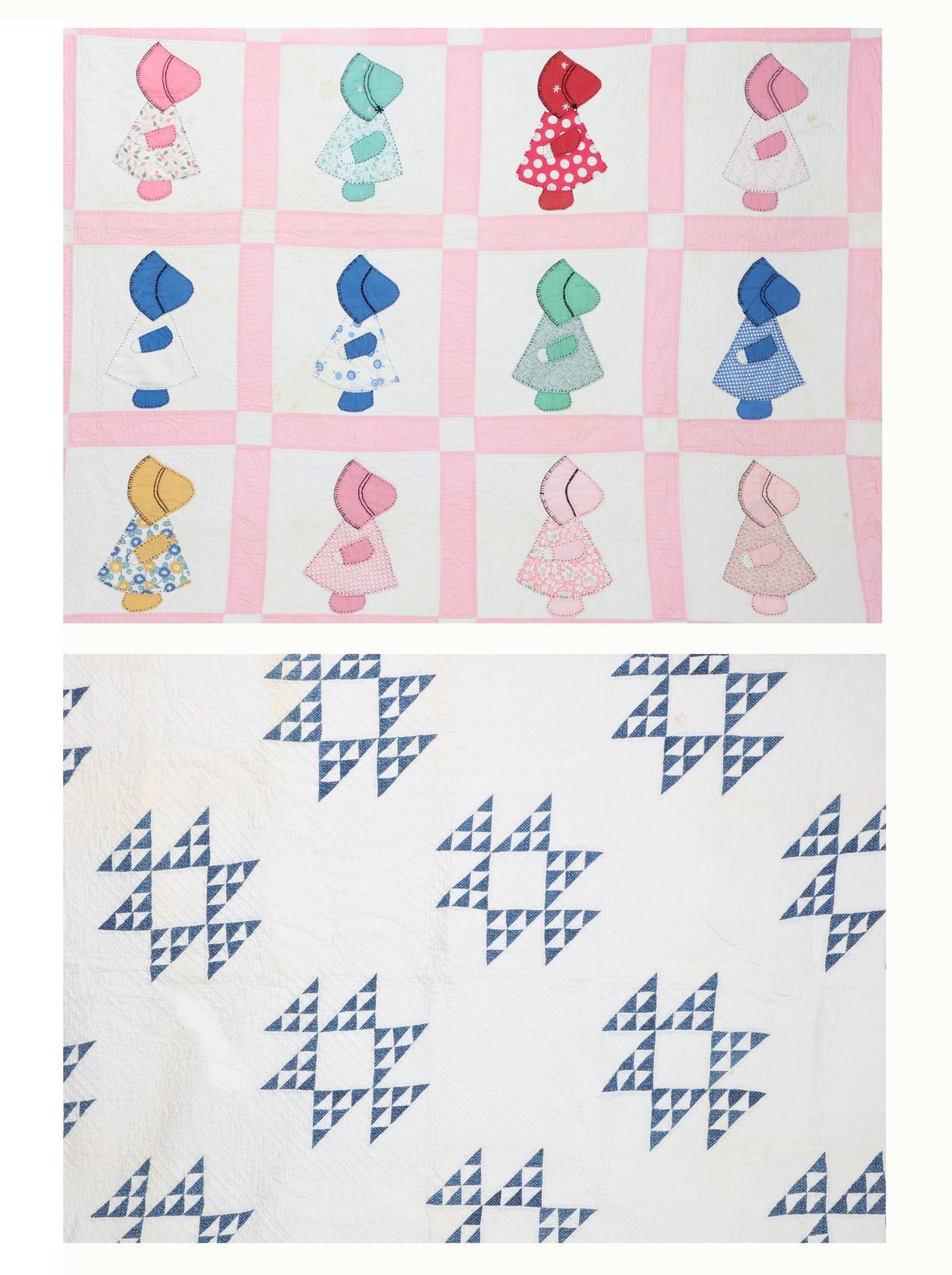 TWO AMERICAN PIECED AND APPLIQUED