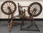 TWO AMERICAN PINE SPINNING WHE