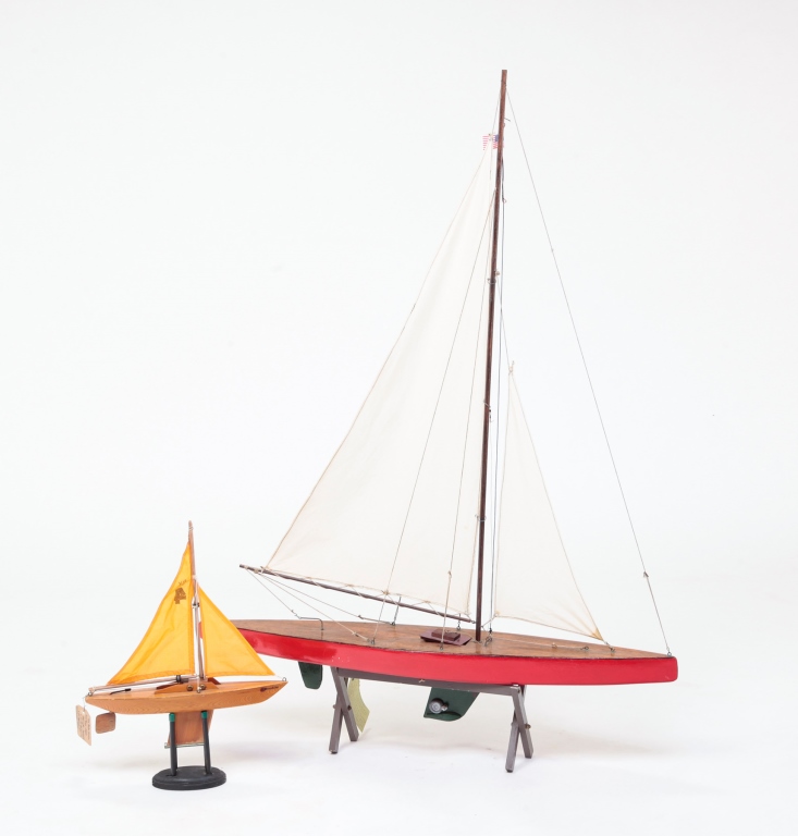 TWO AMERICAN POND SAILERS. Mid 20th