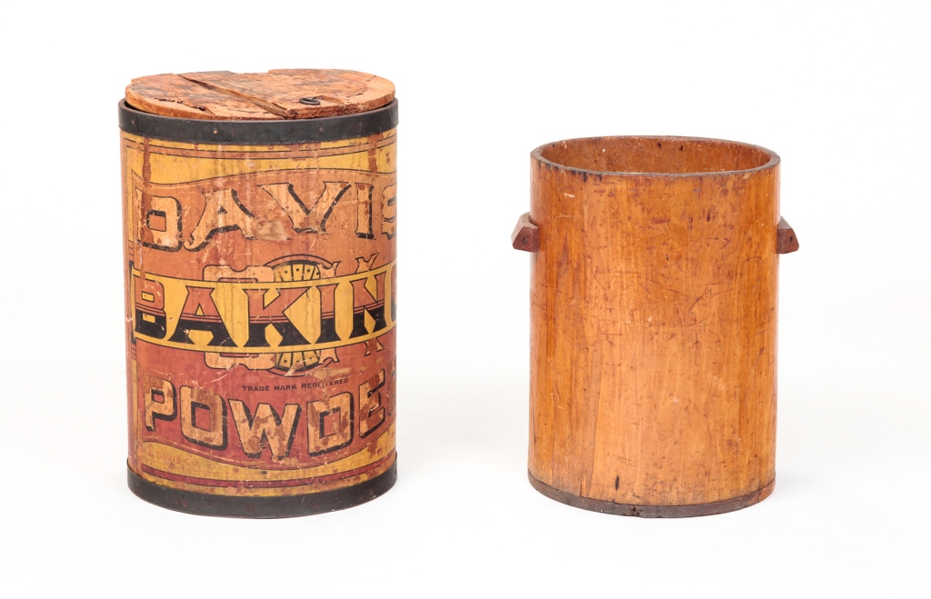 TWO AMERICAN ROUND BINS. Circa