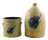 TWO AMERICAN SALT GLAZED COBAL