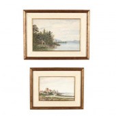 TWO AMERICAN SCHOOL WATERCOLOR