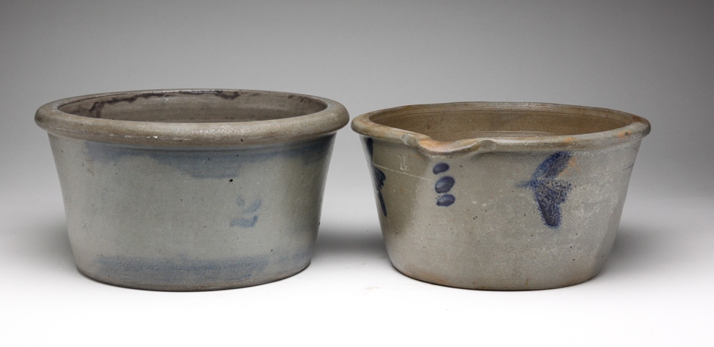 TWO AMERICAN STONEWARE BOWLS. Mid