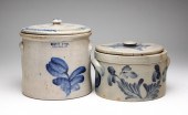TWO AMERICAN STONEWARE CROCKS.