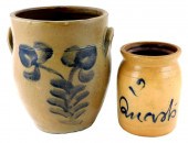 TWO AMERICAN STONEWARE CROCKS,