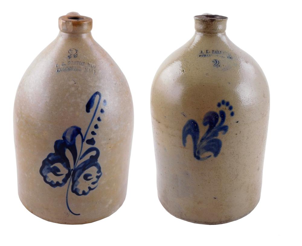 TWO AMERICAN STONEWARE JUGS, SALT