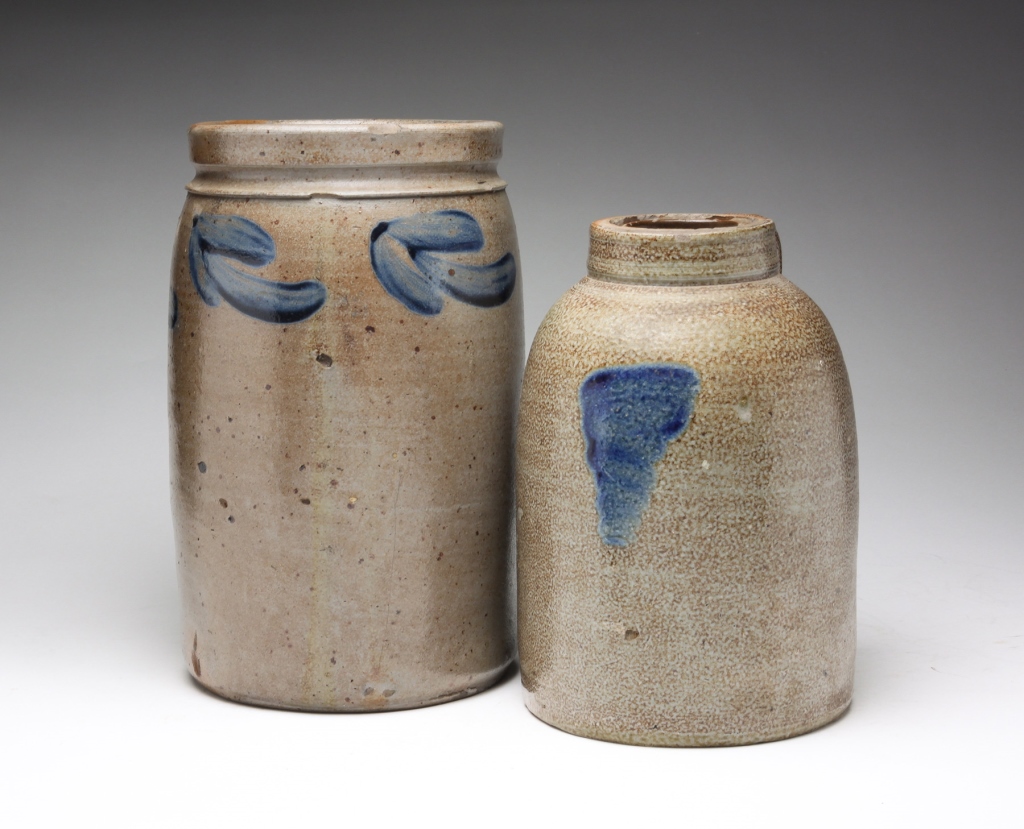 TWO AMERICAN STONEWARE PIECES.