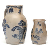 TWO AMERICAN STONEWARE PITCHER