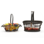 TWO AMERICAN TINWARE BASKETS W