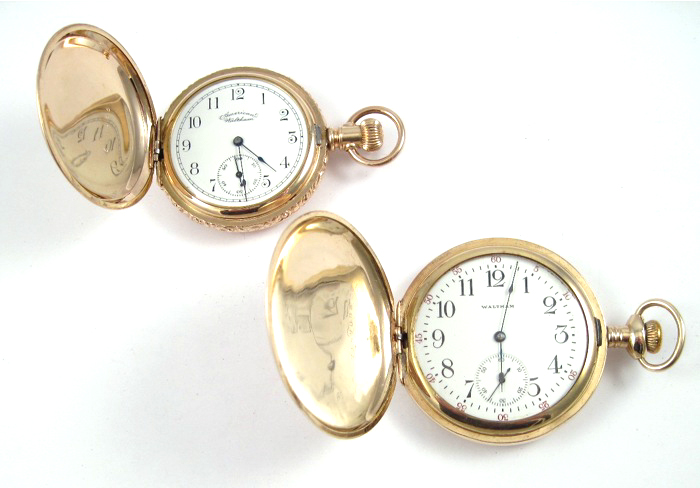 TWO AMERICAN WALTHAM FANCY HUNTER