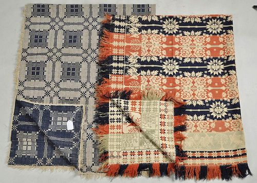 TWO AMERICAN WOVEN COVERLETSTwo