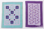 TWO AMISH PATCHWORK CRIB QUILT