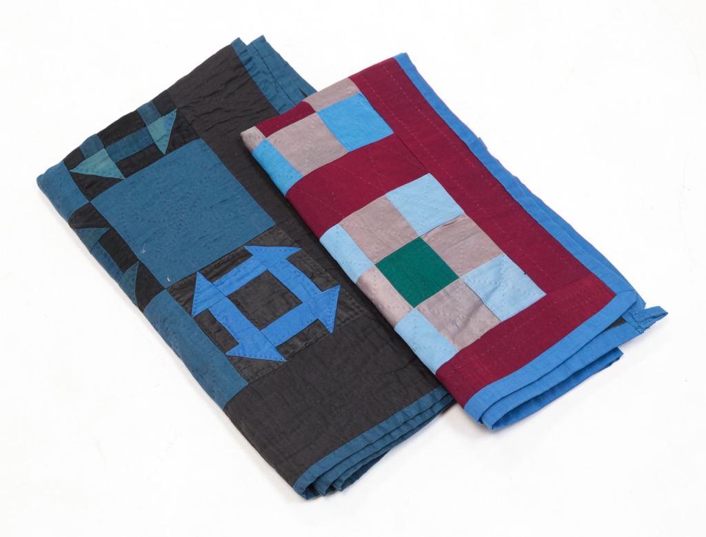 TWO AMISH PIECED QUILTS.
