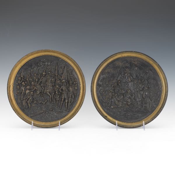 TWO AMPHORA SCULPTURAL PLAQUES OF