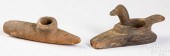 TWO ANCIENT INDIAN CLAY PIPEST