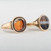 TWO ANCIENT ROMAN AGATE INTAGL