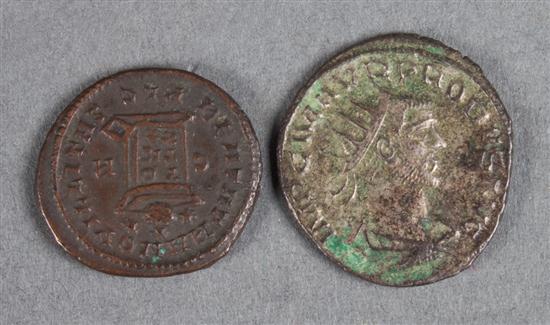 Two ancient Roman coins: copper