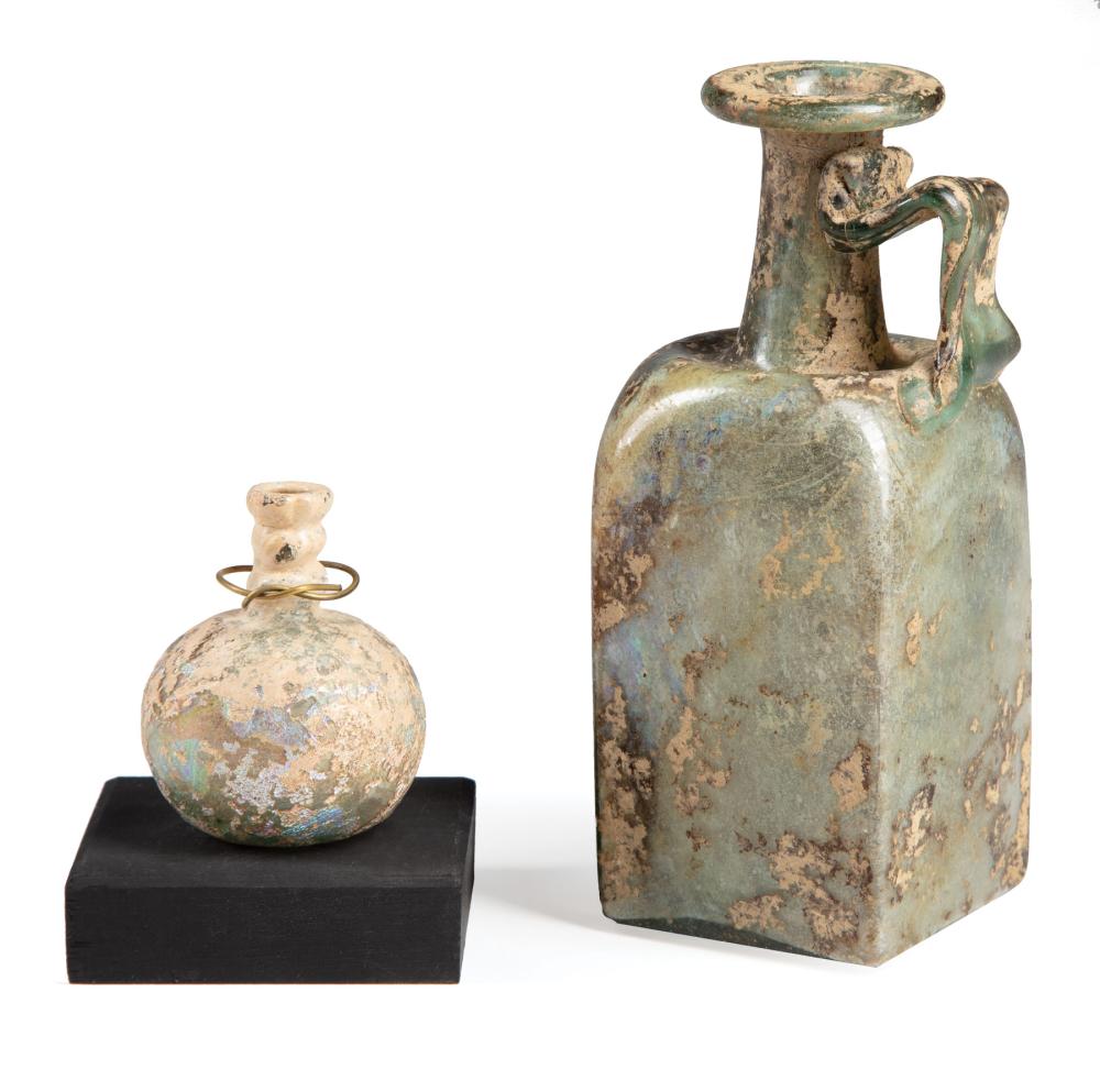 TWO ANCIENT ROMAN GLASS