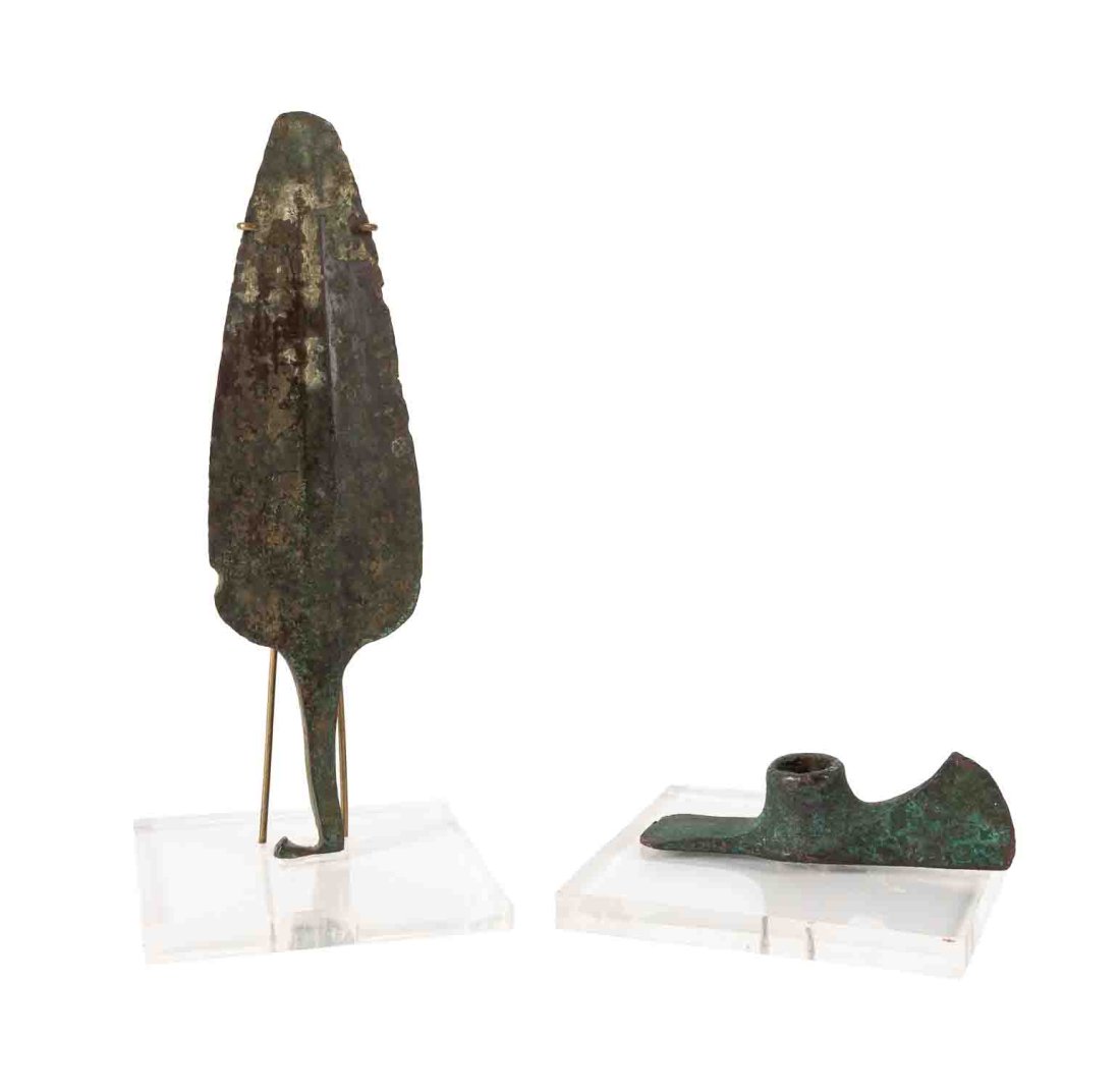 TWO ANCIENT TOOLS, DOUBLE AXE