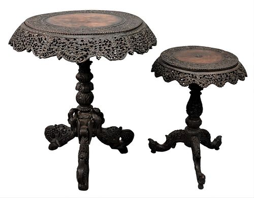 TWO ANGLO INDIAN CARVED STANDS,
