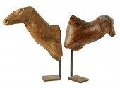 TWO ANIMAL HEAD SCULPTURESTwo