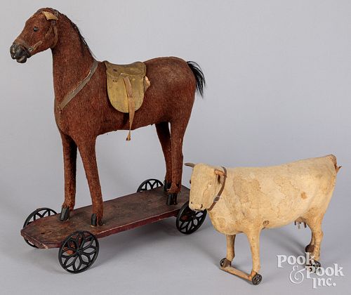 TWO ANIMAL PULL TOYS, CA. 1900Two