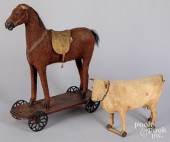 TWO ANIMAL PULL TOYS, CA. 1900