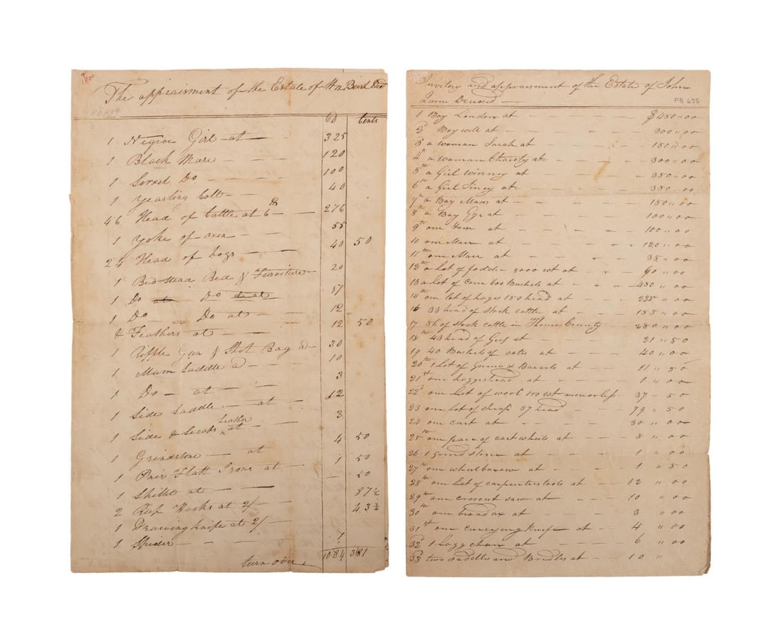TWO ANTEBELLUM ESTATE APPRAISALS