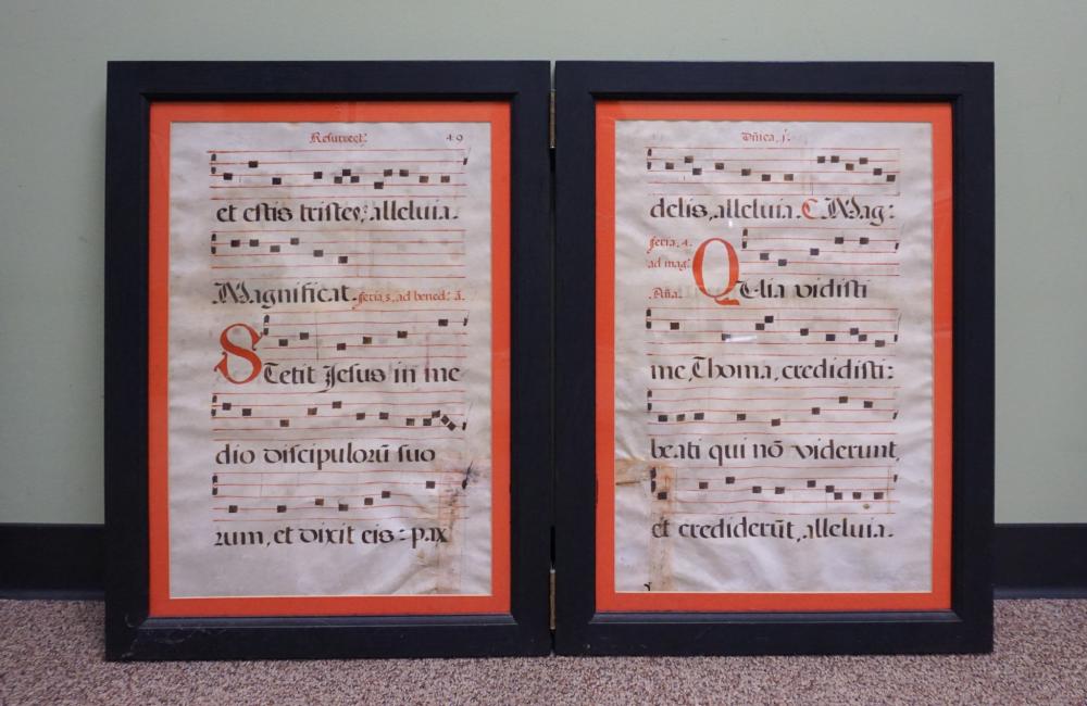 TWO ANTIPHONARY MUSIC SHEETS ON