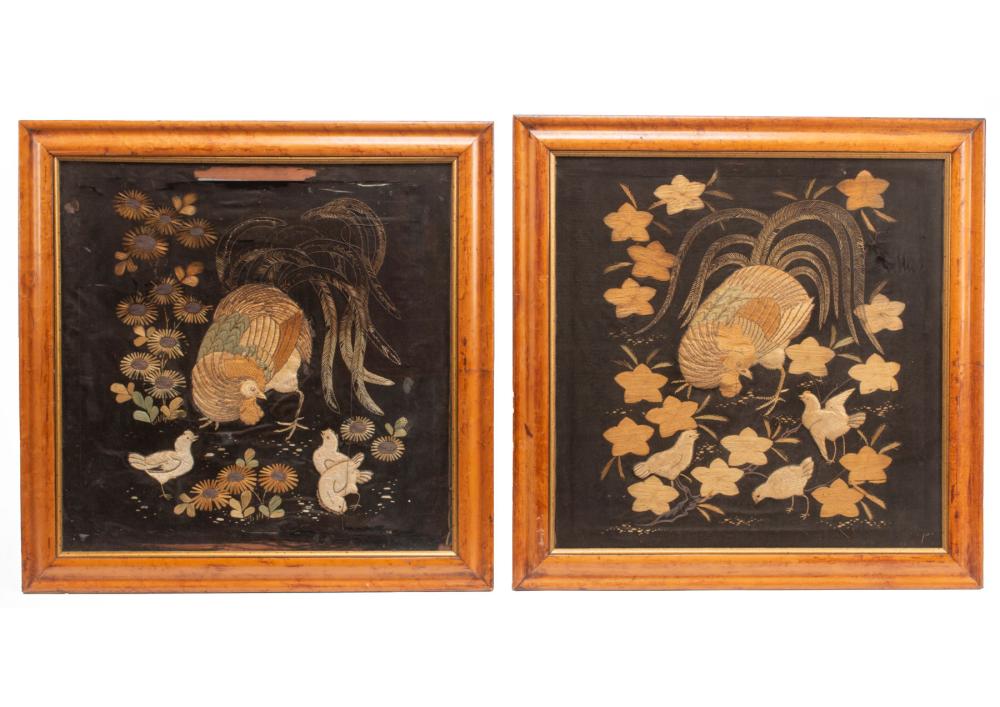 TWO ANTIQUE AMERICAN NEEDLEPOINT