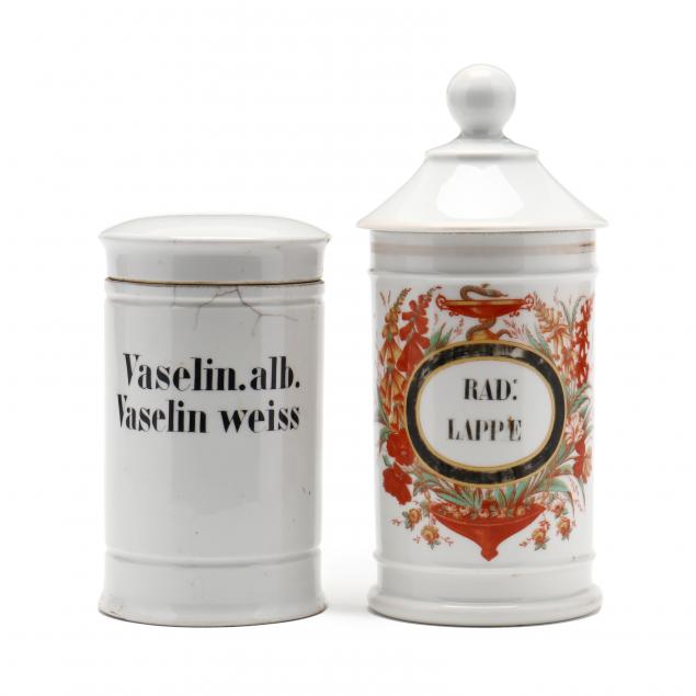TWO ANTIQUE APOTHECARY JARS A Paris