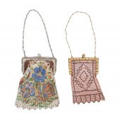 TWO ANTIQUE ART DECO MESH ENAM