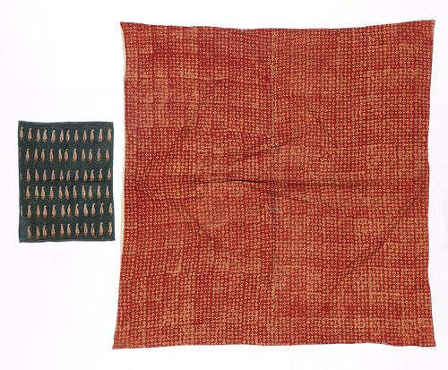 TWO ANTIQUE BLOCK PRINTED TEXTILES,